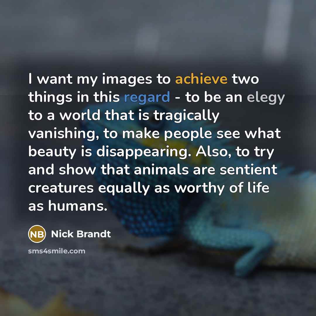 “I want my images to achieve two things in this…” quote by Nick Brandt