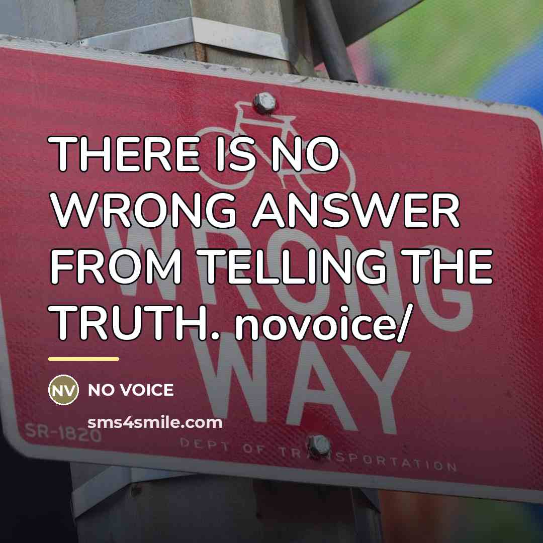 “THERE IS NO WRONG ANSWER FROM TELLING THE TRUTH. novoice/…” quote by NO VOICE