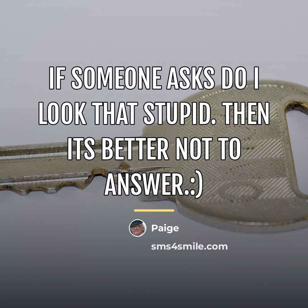 “If someone asks Do I look that stupid. Then its…” quote by Paige