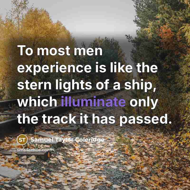 “To most men experience is like the stern lights of…” quote by Samuel Taylor Coleridge