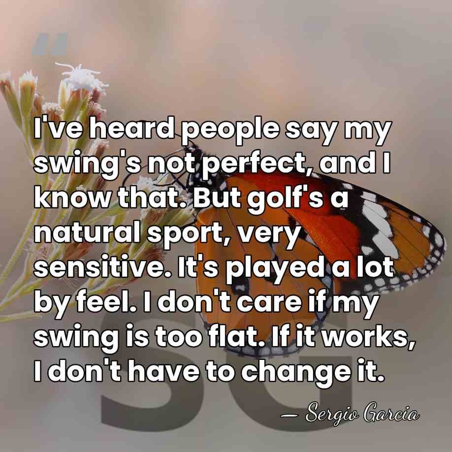 I've heard people say my swing's not perfect, and I know that.&hellip; - Sergio Garcia