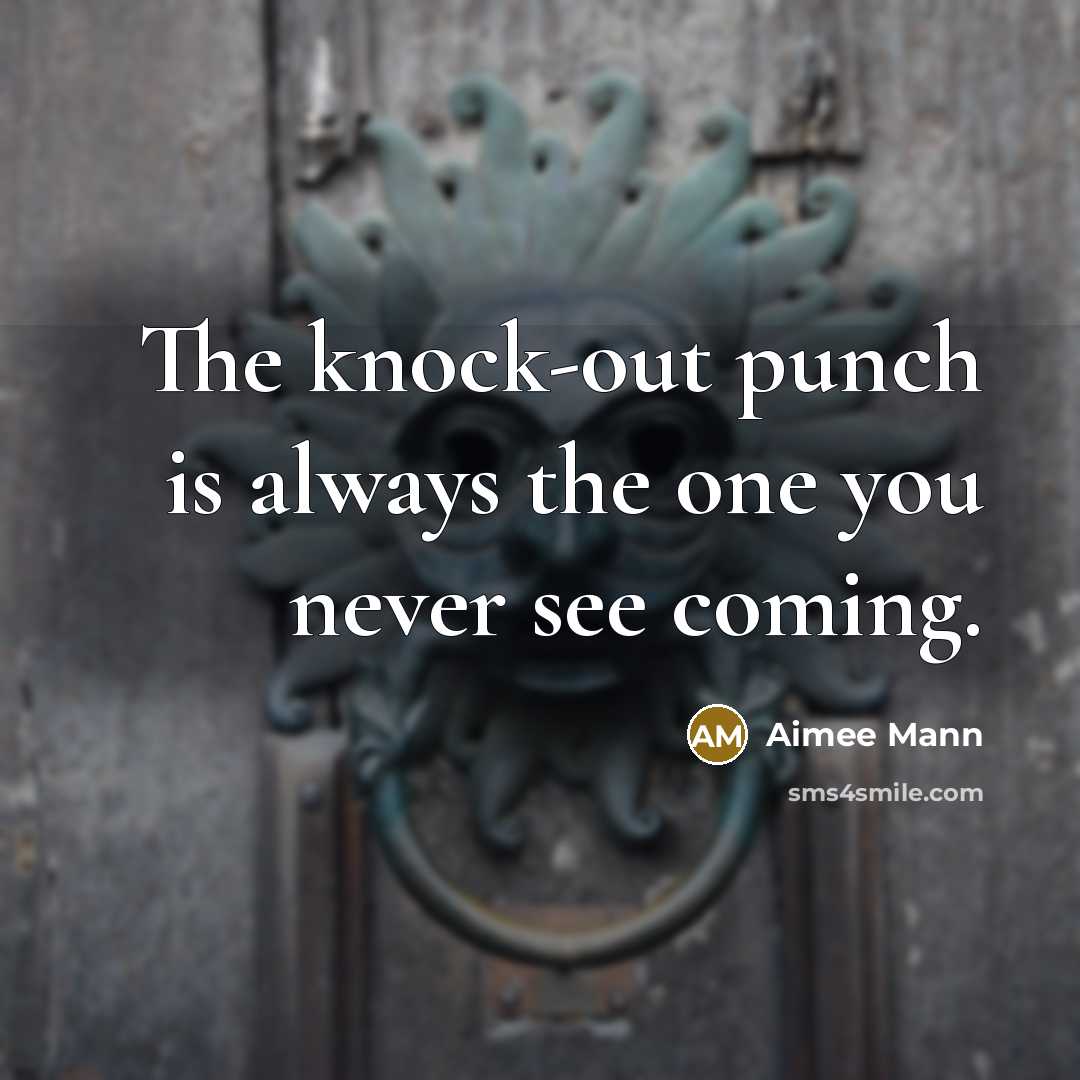 “The knock-out punch is always the one you never see coming.” quote by Aimee Mann