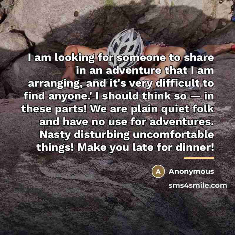“I am looking for someone to share in an adventure…” quote by Anonymous