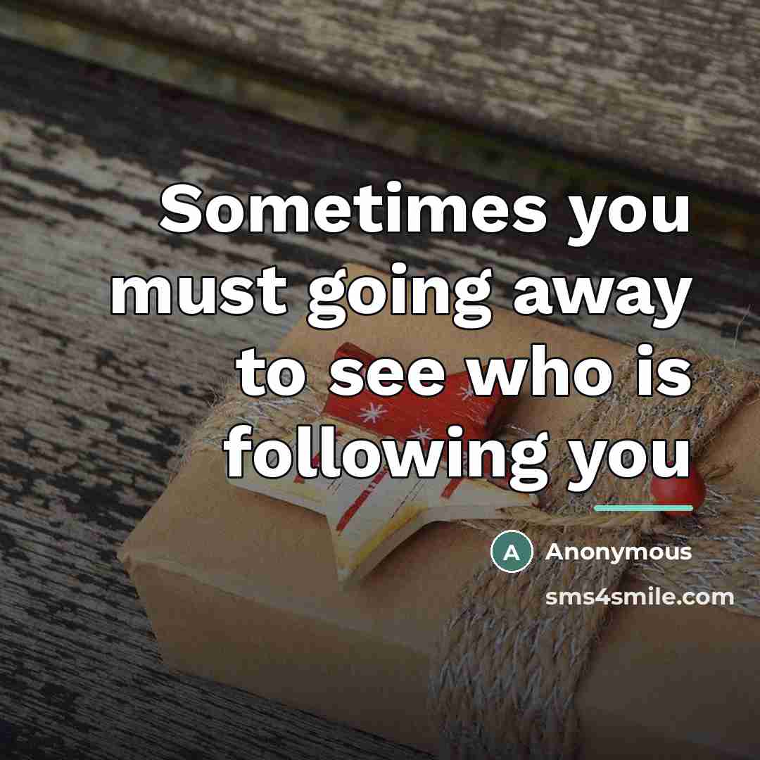 “Sometimes you must going away to see who is following…” quote by Anonymous