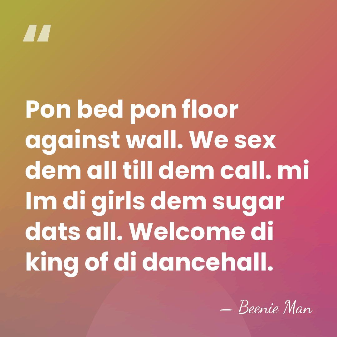 Pon bed pon floor against wall. We sex dem all till dem&hellip; - Beenie Man