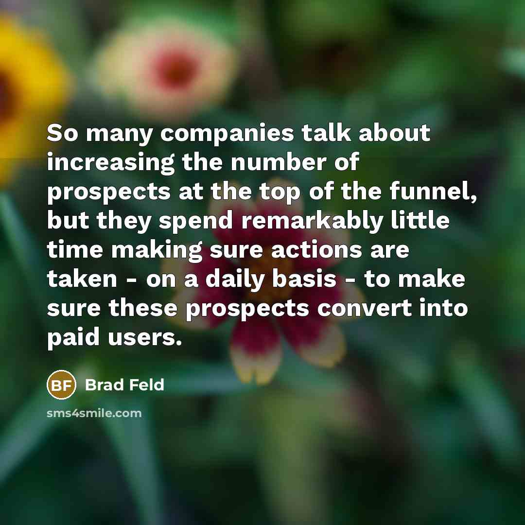 “So many companies talk about increasing the number of prospects…” quote by Brad Feld
