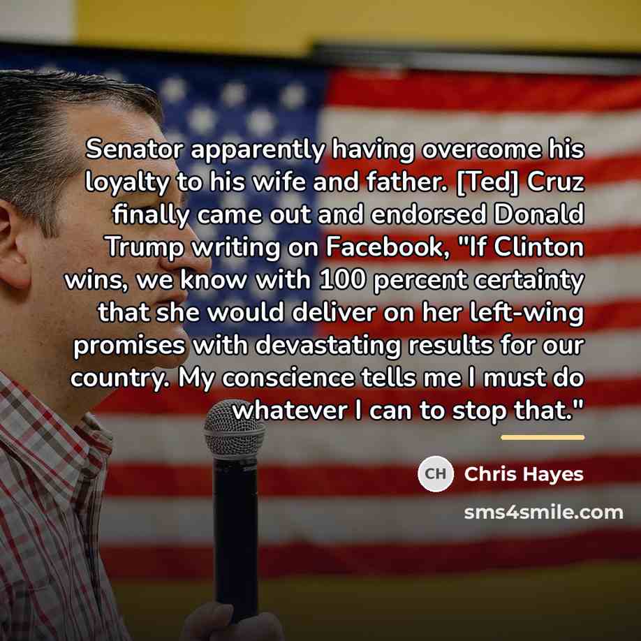 “Senator apparently having overcome his loyalty to his wife and…” quote by Chris Hayes
