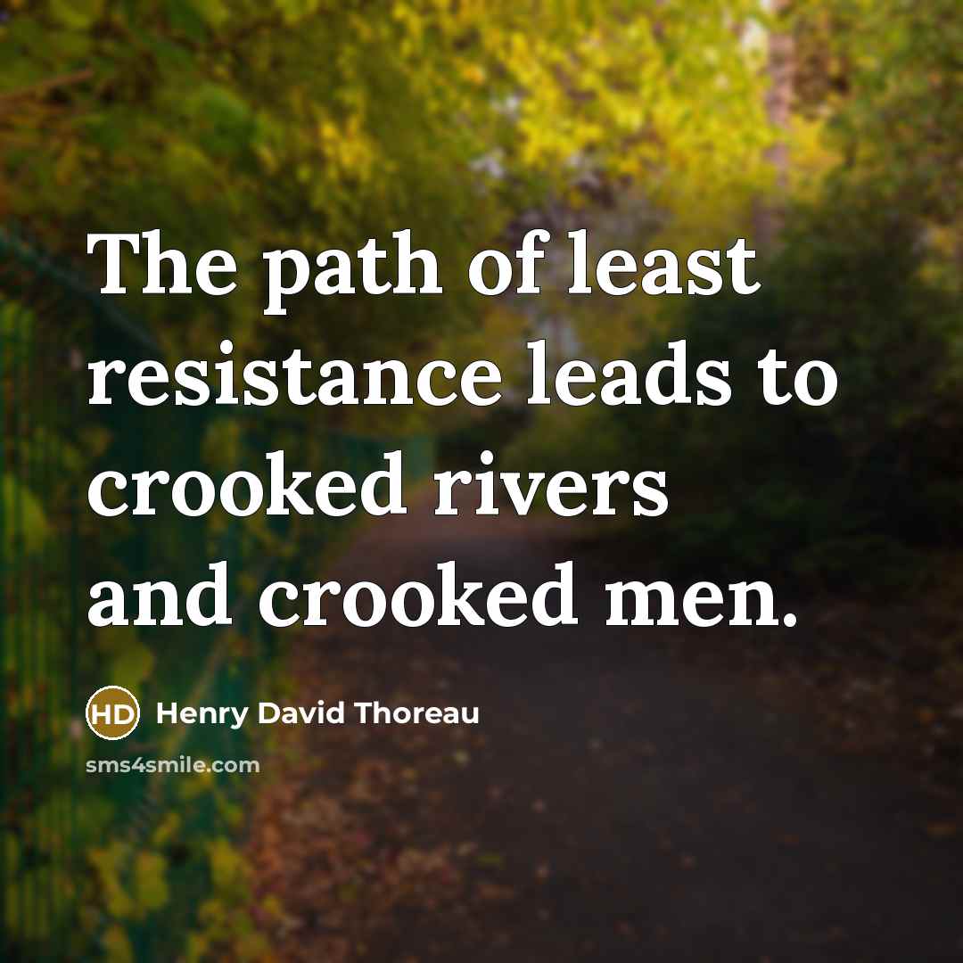 “The path of least resistance leads to crooked rivers and…” quote by Henry David Thoreau