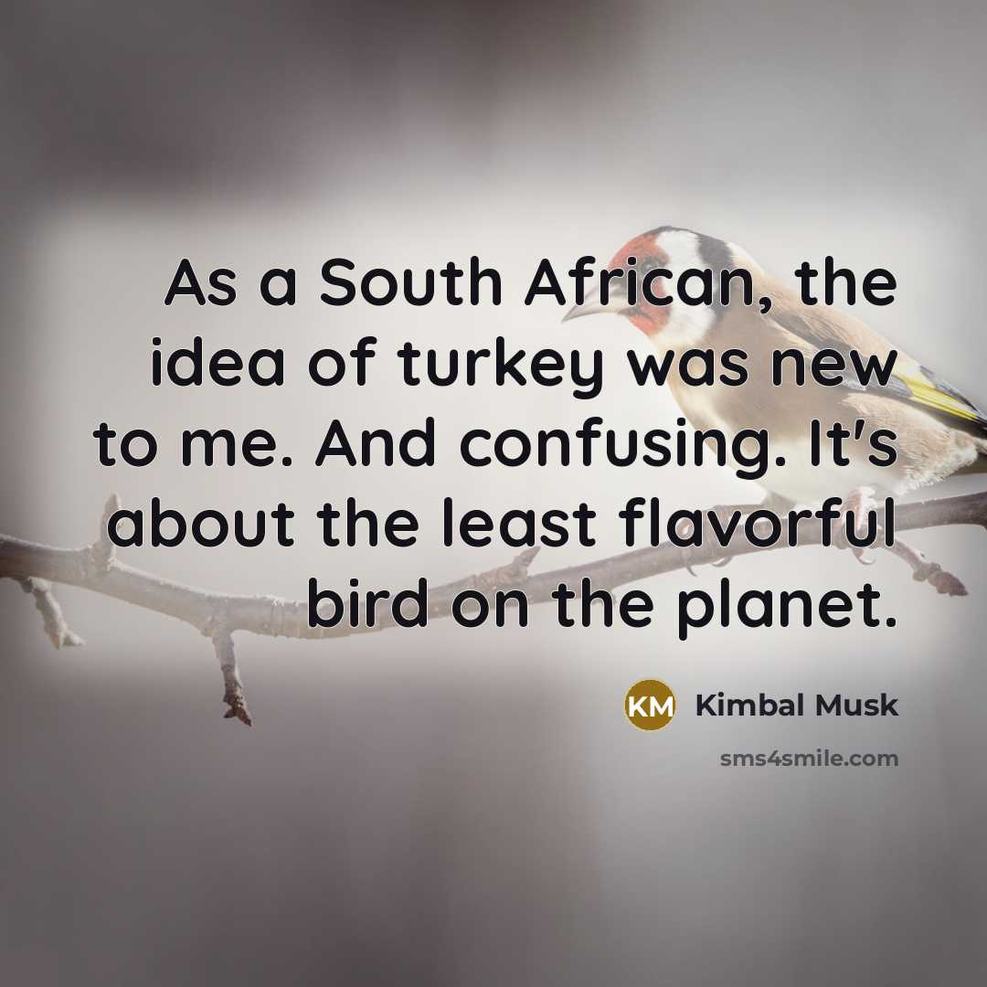 “As a South African, the idea of turkey was new…” quote by Kimbal Musk