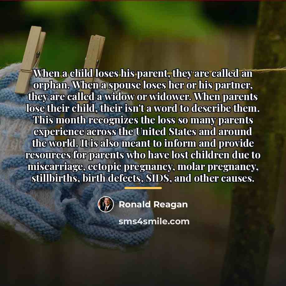 “When a child loses his parent, they are called an…” quote by Ronald Reagan