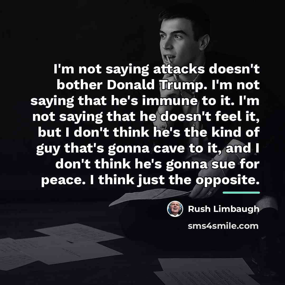 “I'm not saying attacks doesn't bother Donald Trump. I'm not…” quote by Rush Limbaugh