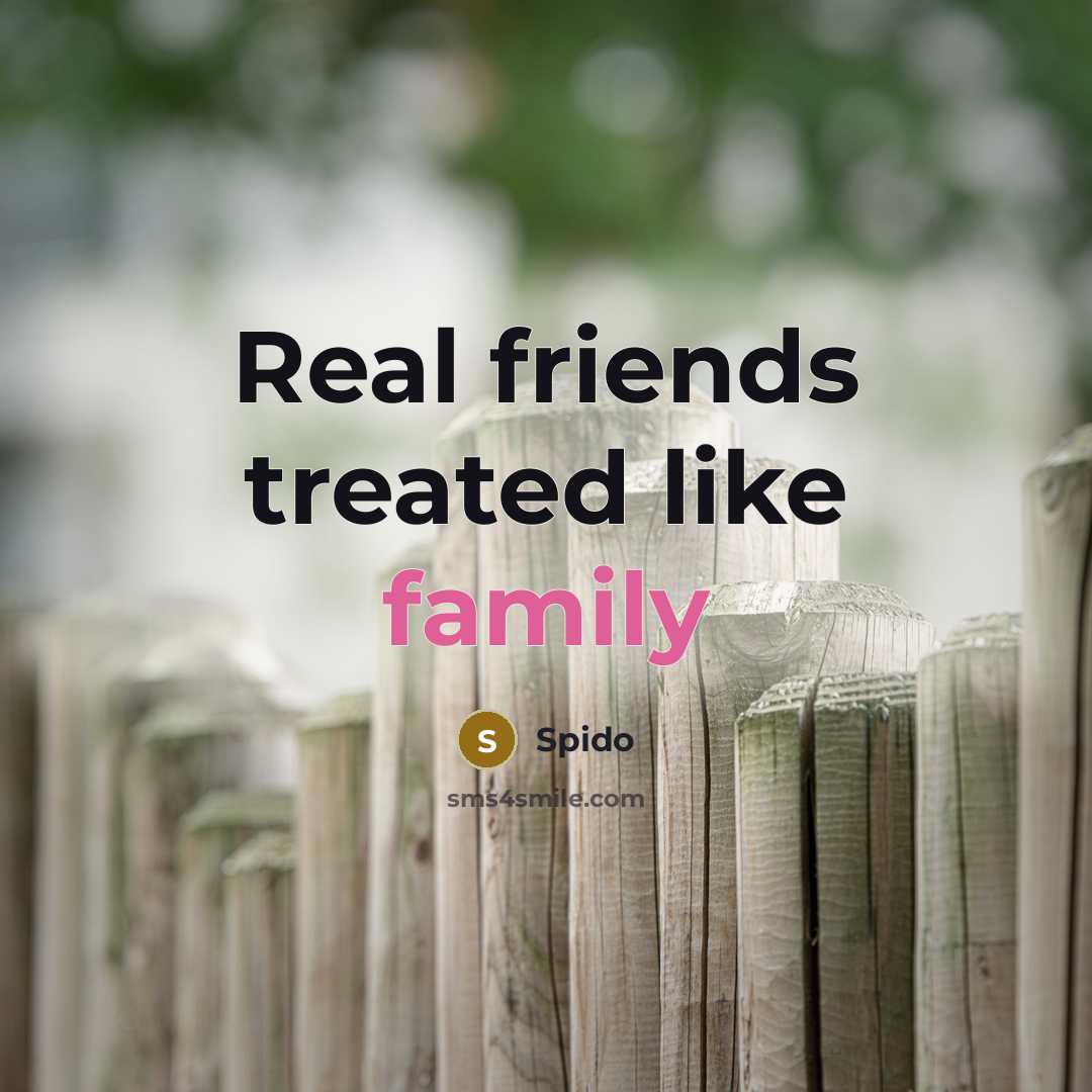 “Real friends treated like family…” quote by Spido