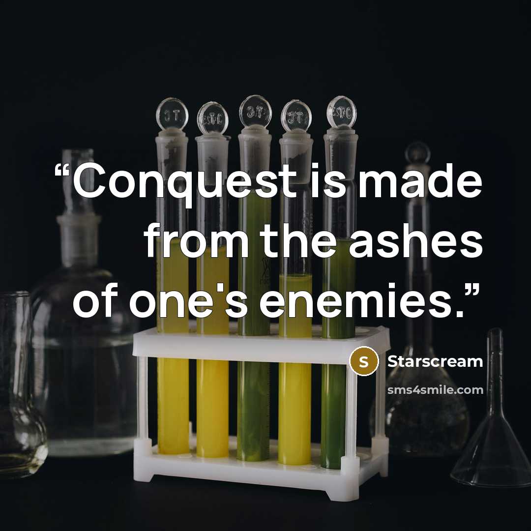 “Conquest is made from the ashes of one's enemies.” quote by Starscream