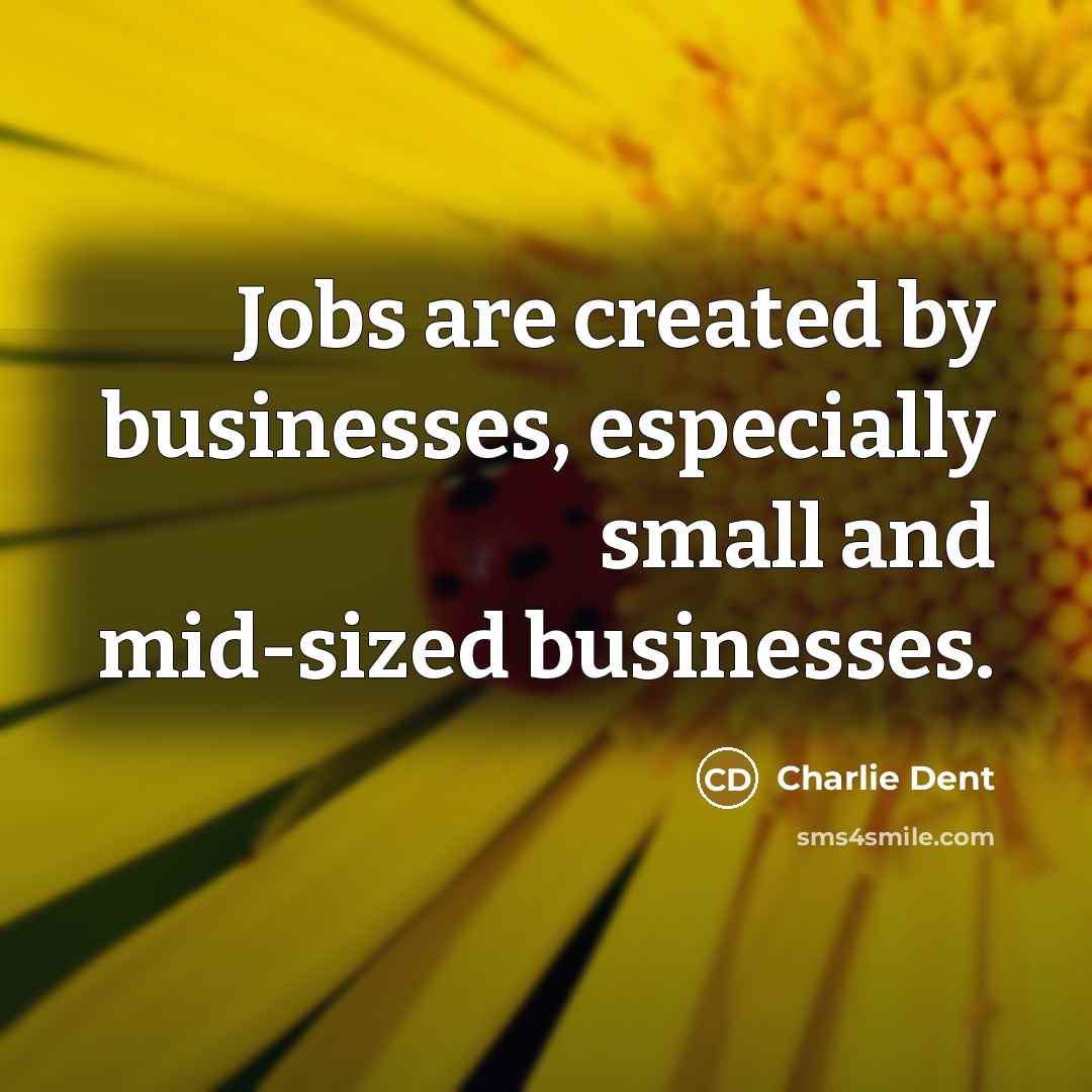 “Jobs are created by businesses, especially small and mid-sized businesses.…” quote by Charlie Dent