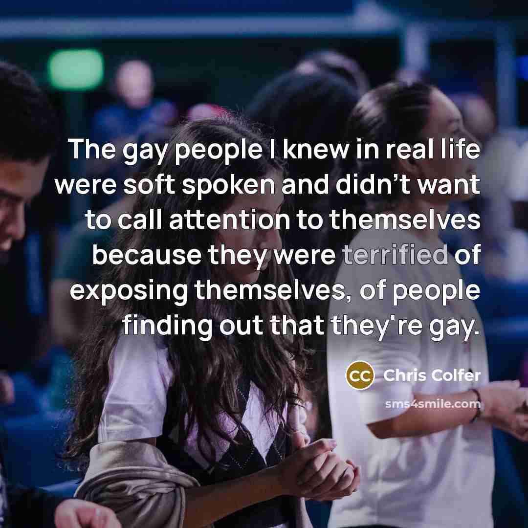 “The gay people I knew in real life were soft…” quote by Chris Colfer