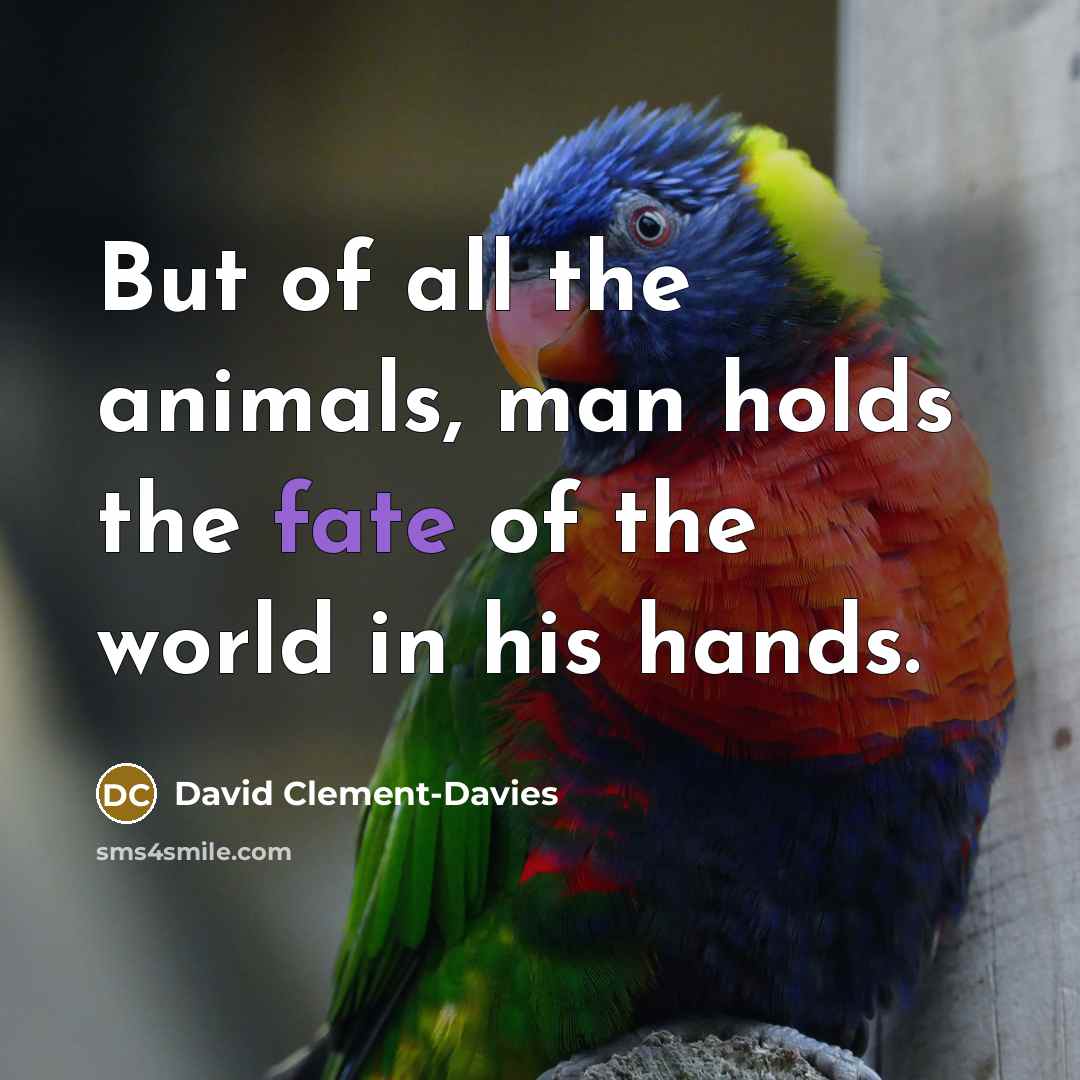 “But of all the animals, man holds the fate of…” quote by David Clement-Davies