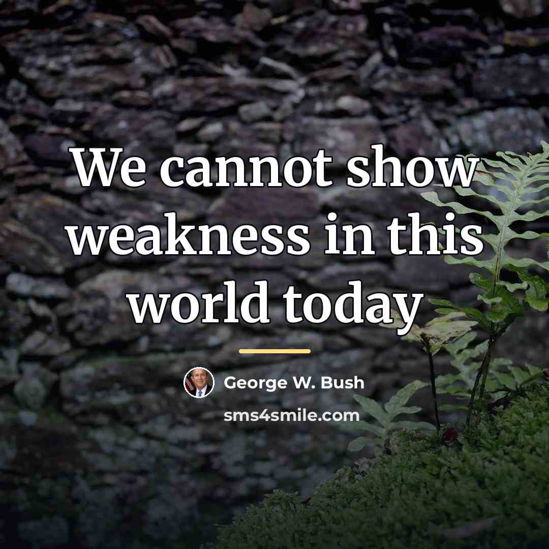 “We cannot show weakness in this world today…” quote by George W. Bush