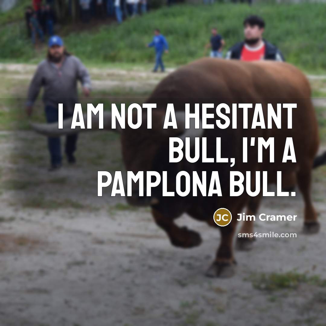 “I am not a hesitant bull, I'm a Pamplona bull.…” quote by Jim Cramer