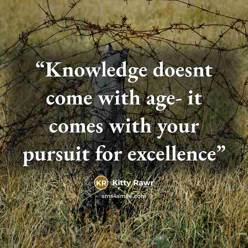 “Knowledge doesnt come with age- it comes with your pursuit for excellence” quote by Kitty Rawr