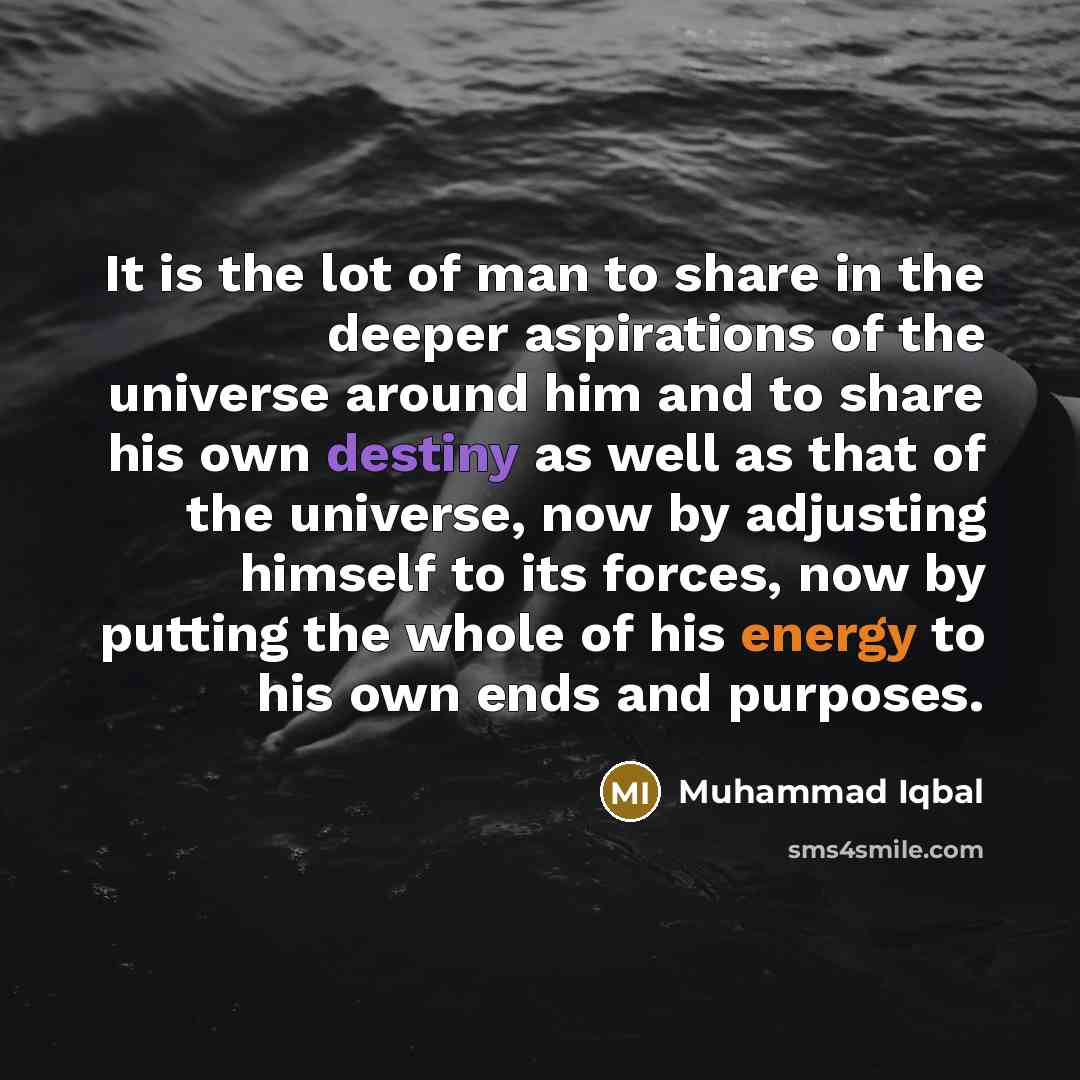 “It is the lot of man to share in the…” quote by Muhammad Iqbal