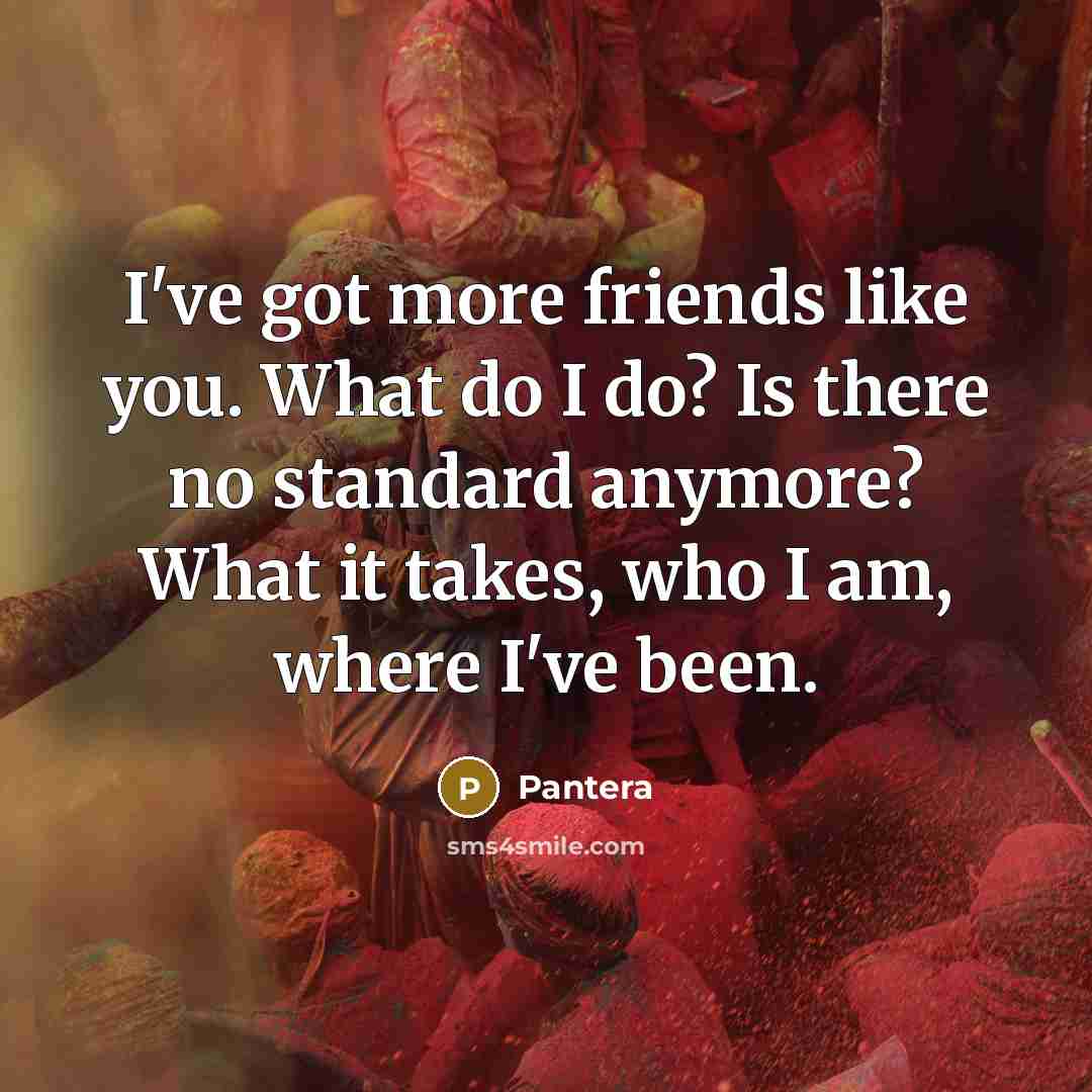 “I've got more friends like you. What do I do?…” quote by Pantera