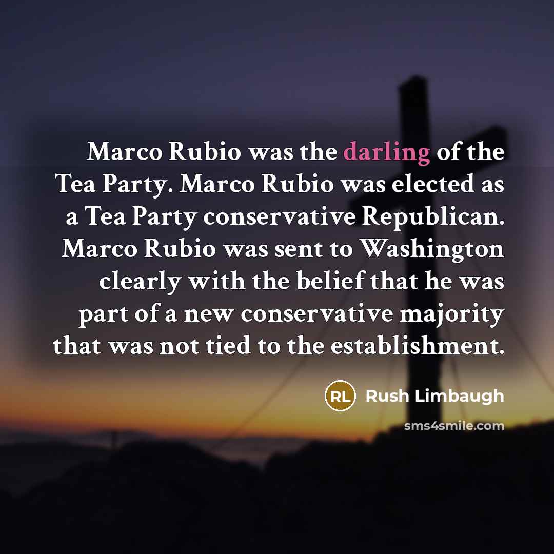 “Marco Rubio was the darling of the Tea Party. Marco…” quote by Rush Limbaugh