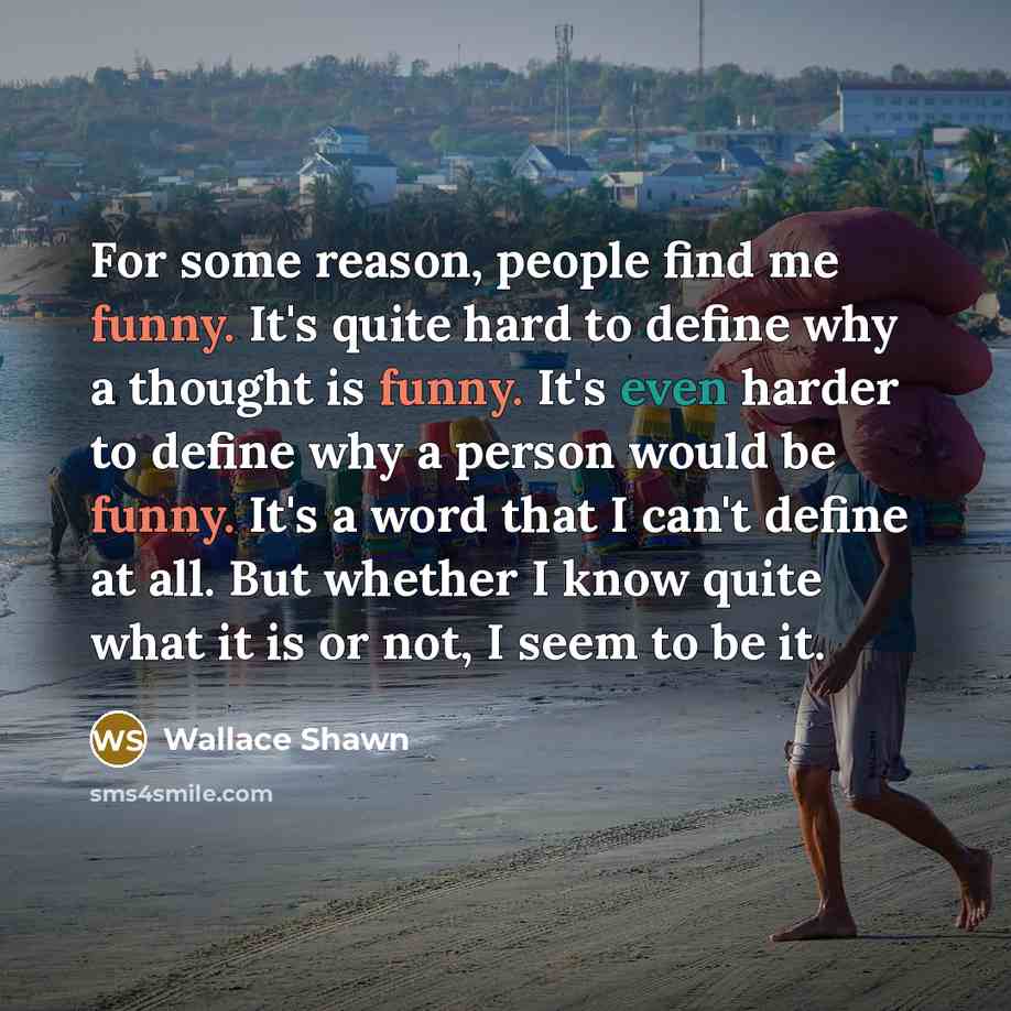 “For some reason, people find me funny. It's quite hard to define why a thought is funny. It's even harder to define why a person would be funny. It's a word that I can't define at all. But whether I know quite what it is or not, I seem to be it.” quote by Wallace Shawn