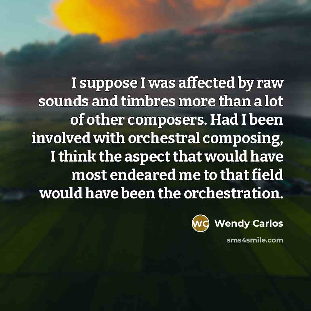 “I suppose I was affected by raw sounds and timbres…” quote by Wendy Carlos