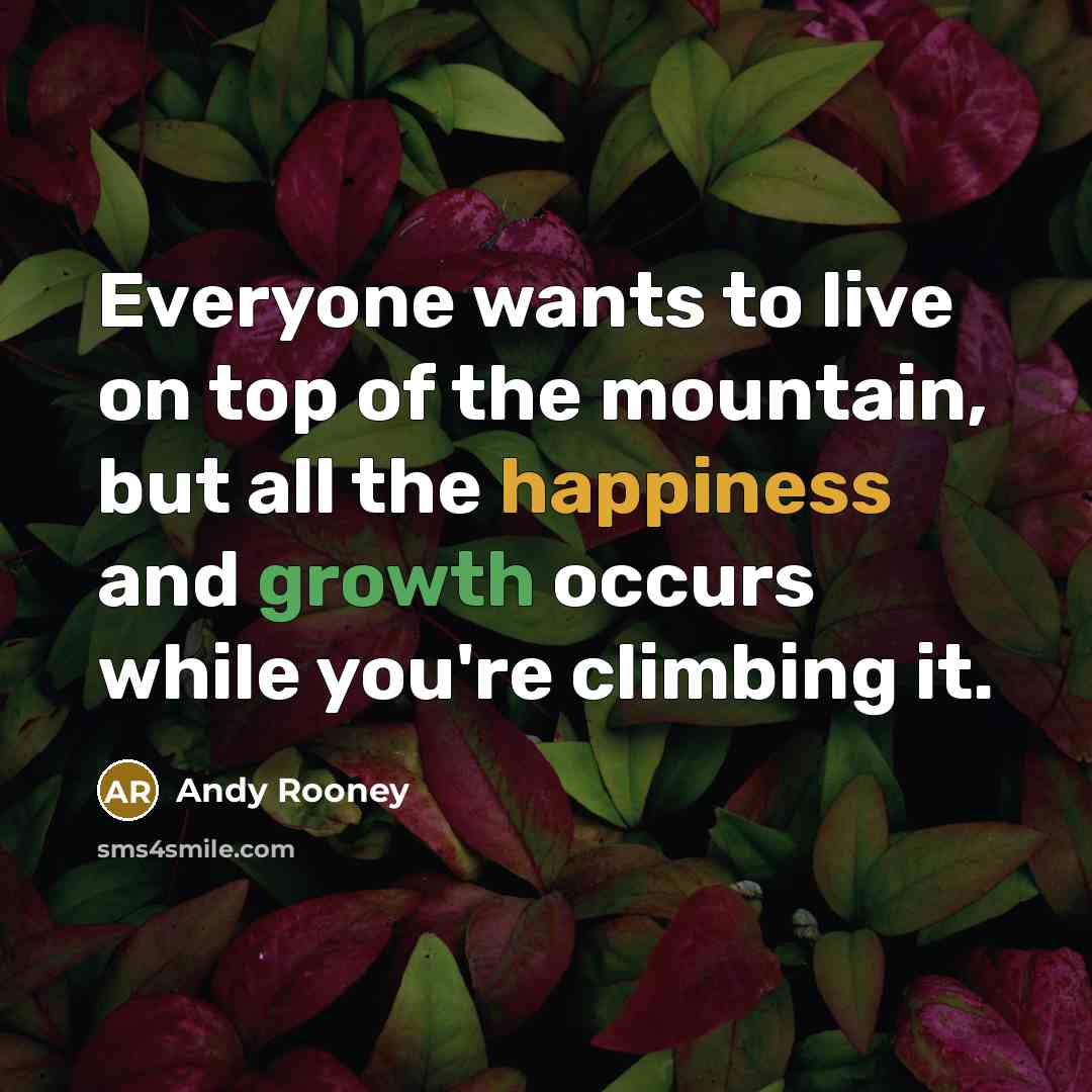 “Everyone wants to live on top of the mountain, but…” quote by Andy Rooney