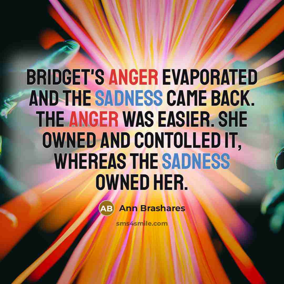 “Bridget's anger evaporated and the sadness came back. The anger…” quote by Ann Brashares