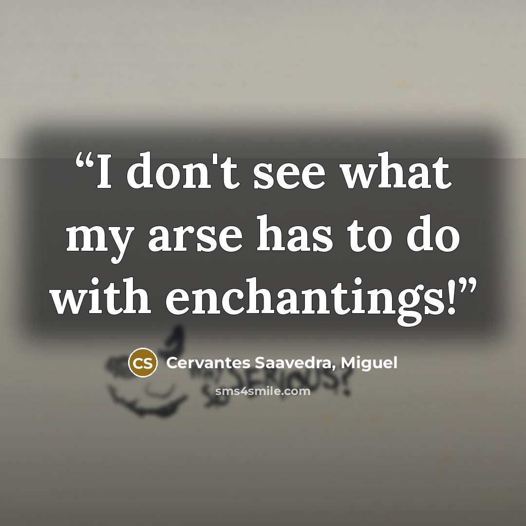 “I don't see what my arse has to do with enchantings!” quote by Cervantes Saavedra, Miguel