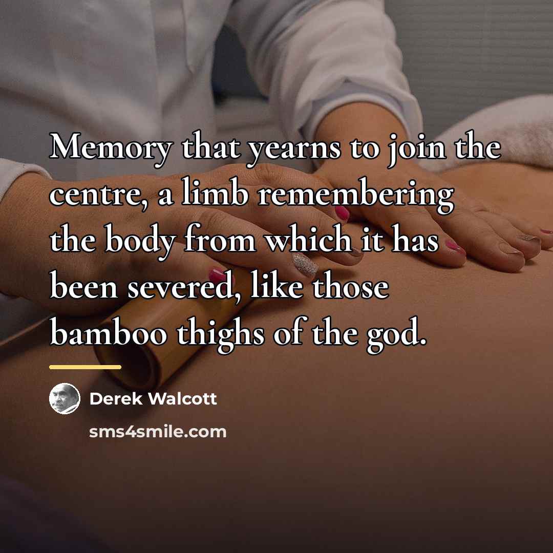 “Memory that yearns to join the centre, a limb remembering…” quote by Derek Walcott