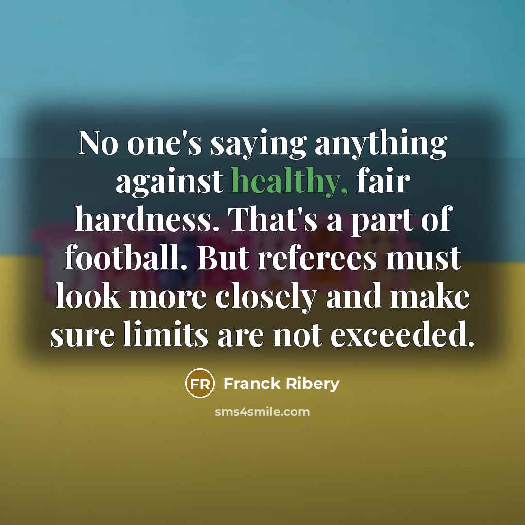 “No one's saying anything against healthy, fair hardness. That's a…” quote by Franck Ribery