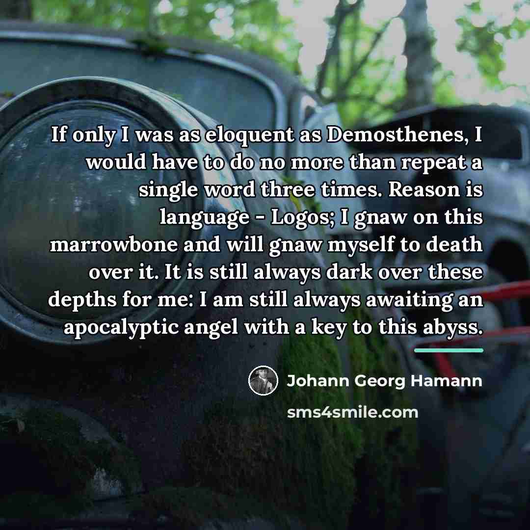 “If only I was as eloquent as Demosthenes, I would…” quote by Johann Georg Hamann