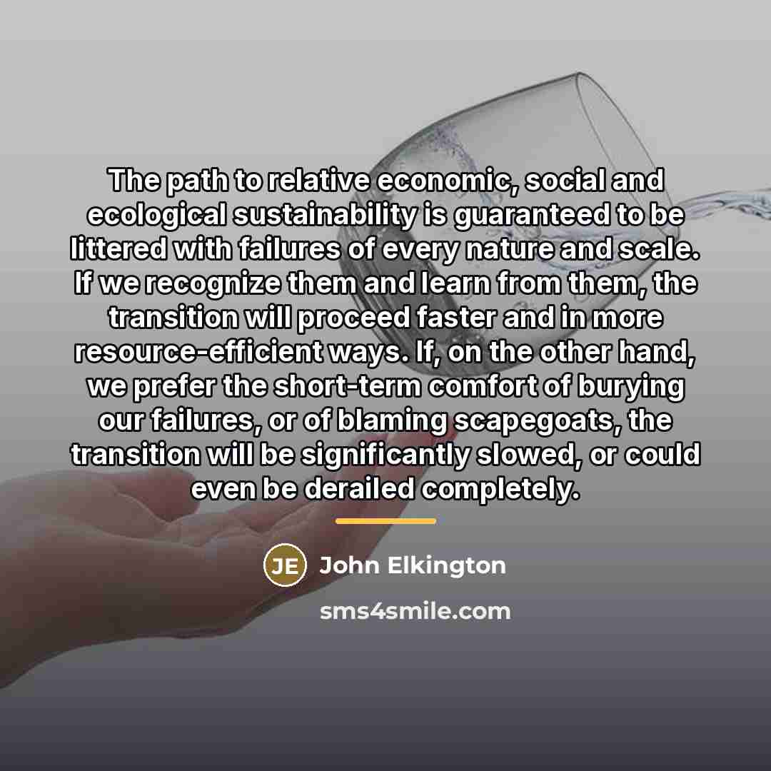 “The path to relative economic, social and ecological sustainability is…” quote by John Elkington