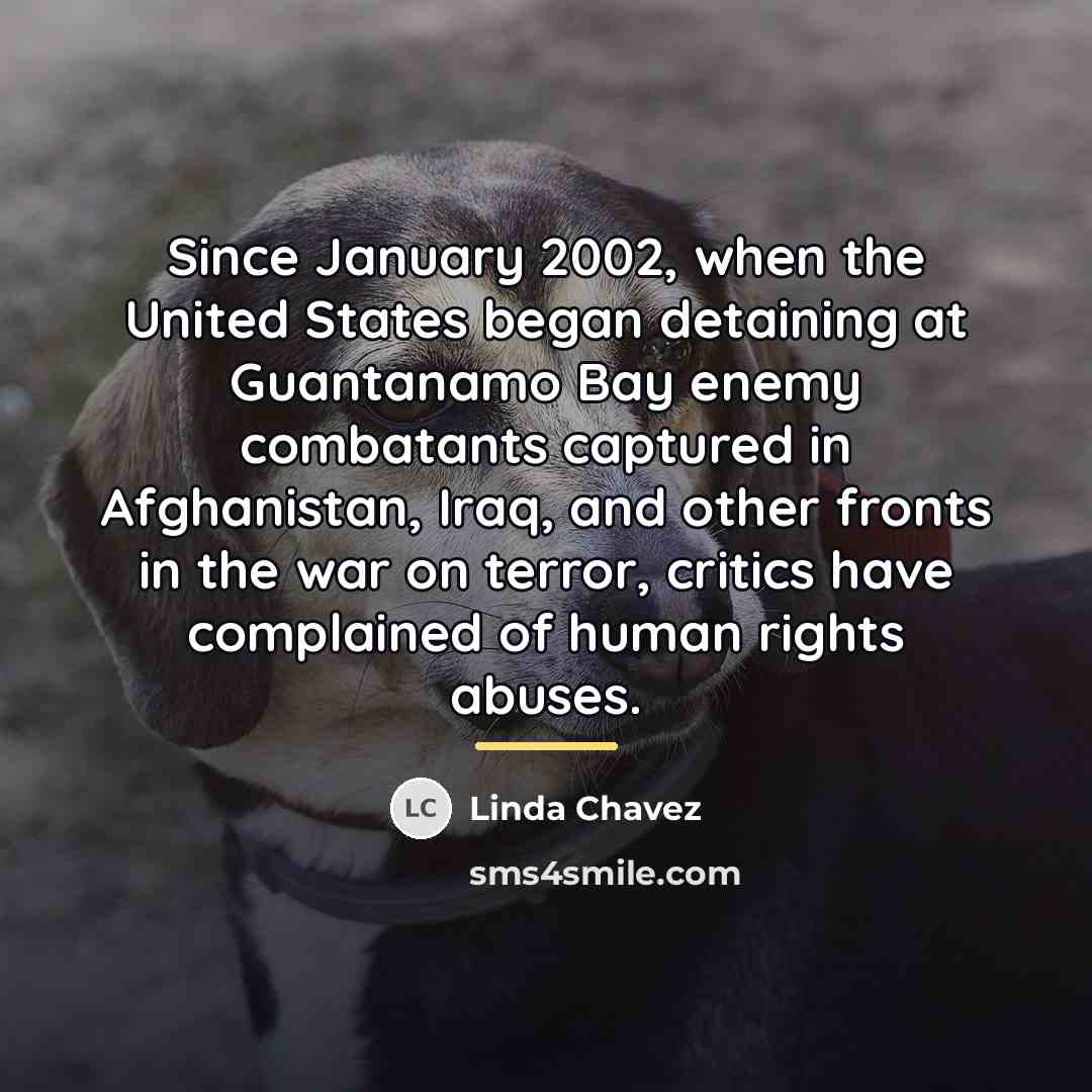 “Since January 2002, when the United States began detaining at…” quote by Linda Chavez