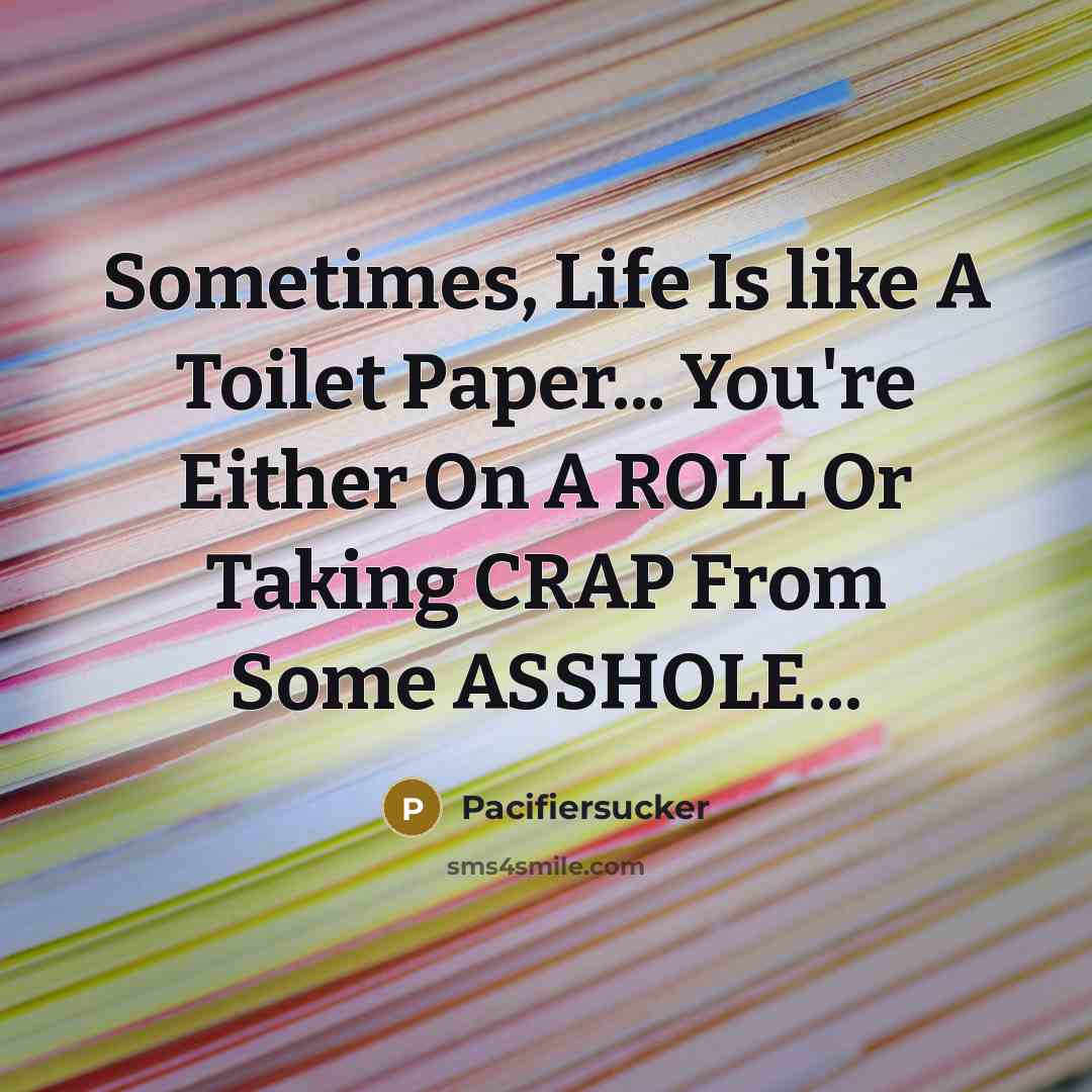 “Sometimes, Life Is like A Toilet Paper... You're Either On…” quote by Pacifiersucker