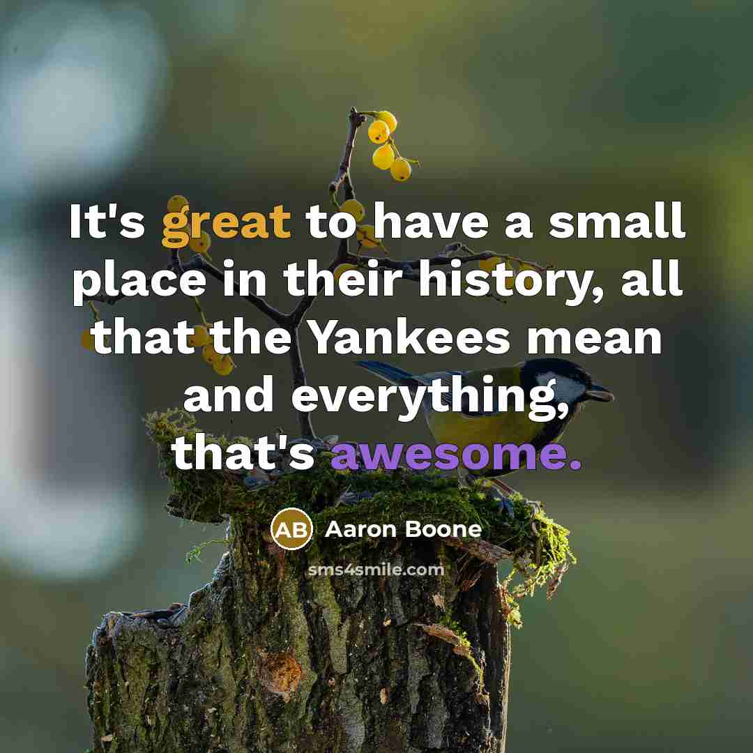 “It's great to have a small place in their history, all that the Yankees mean and everything, that's awesome.” quote by Aaron Boone