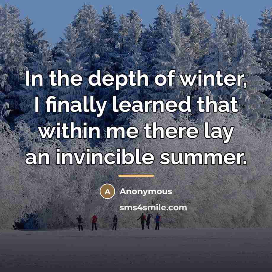 “In the depth of winter, I finally learned that within…” quote by Anonymous