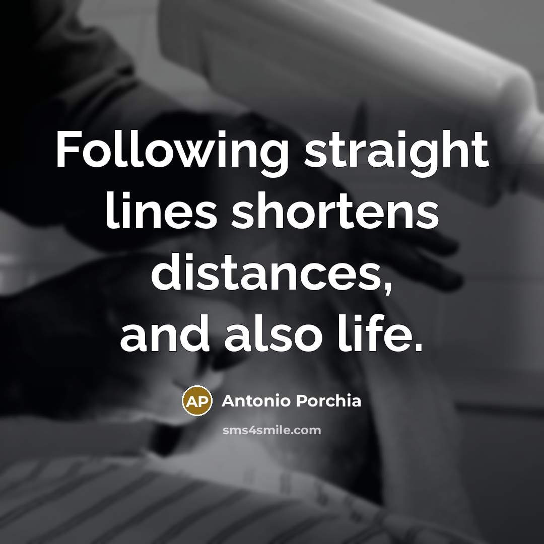 “Following straight lines shortens distances, and also life.…” quote by Antonio Porchia