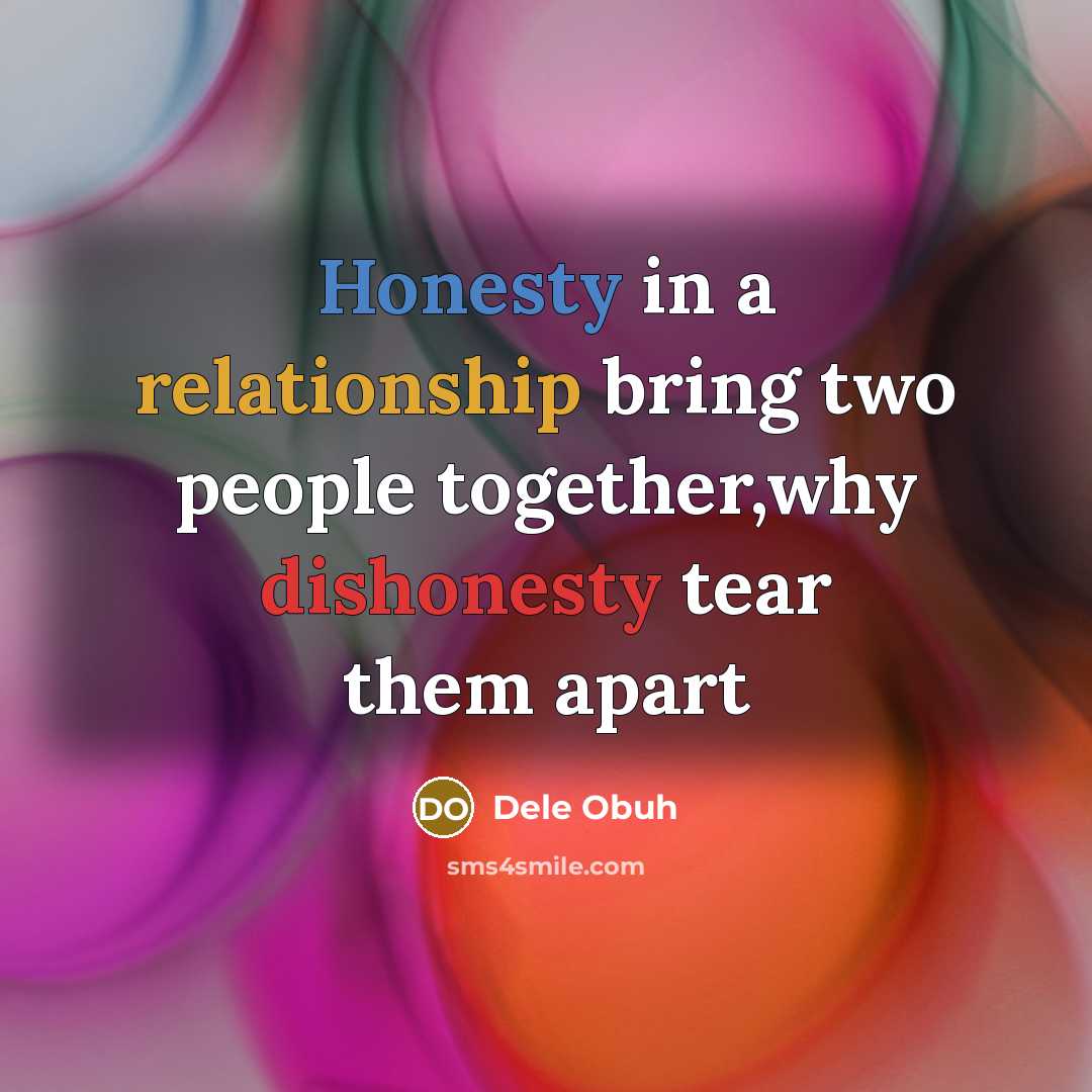 “Honesty in a relationship bring two people together,why dishonesty tear them apart” quote by Dele Obuh