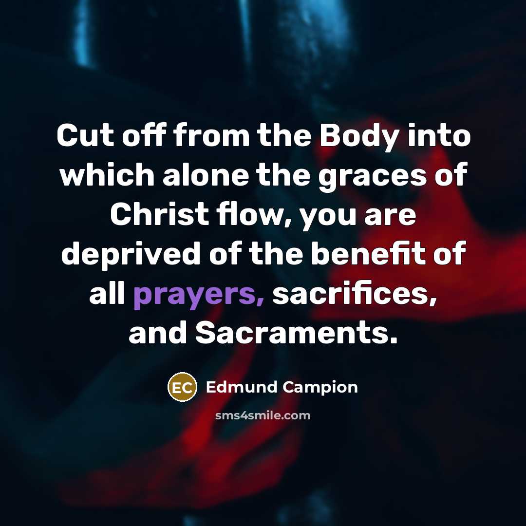 “Cut off from the Body into which alone the graces…” quote by Edmund Campion