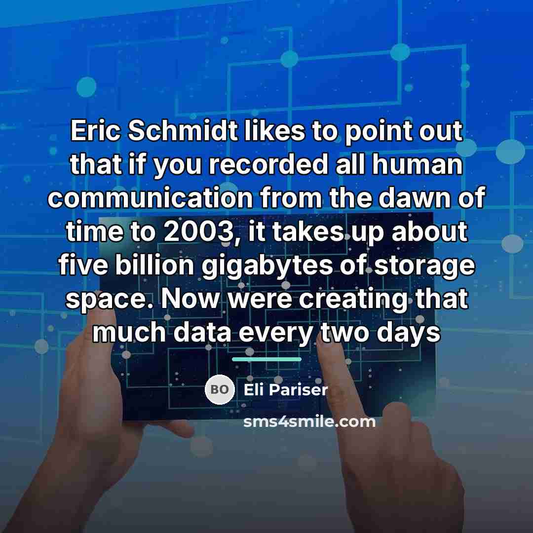 “Eric Schmidt likes to point out that if you recorded…” quote by Eli Pariser