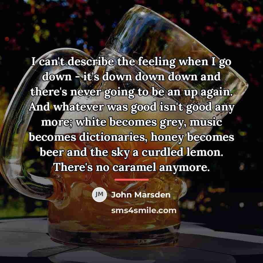 “I can't describe the feeling when I go down -…” quote by John Marsden