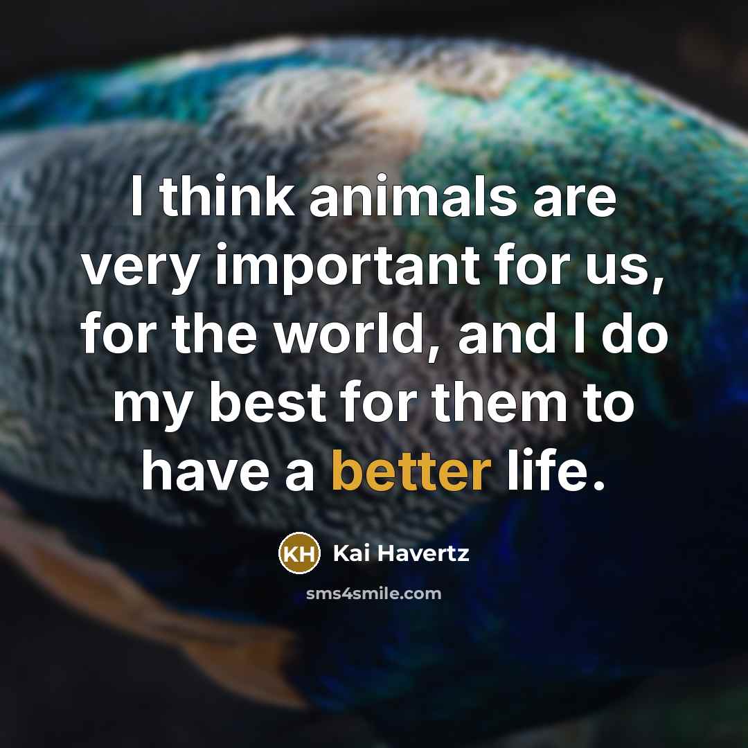 “I think animals are very important for us, for the world, and I do my best for them to have a better life.” quote by Kai Havertz