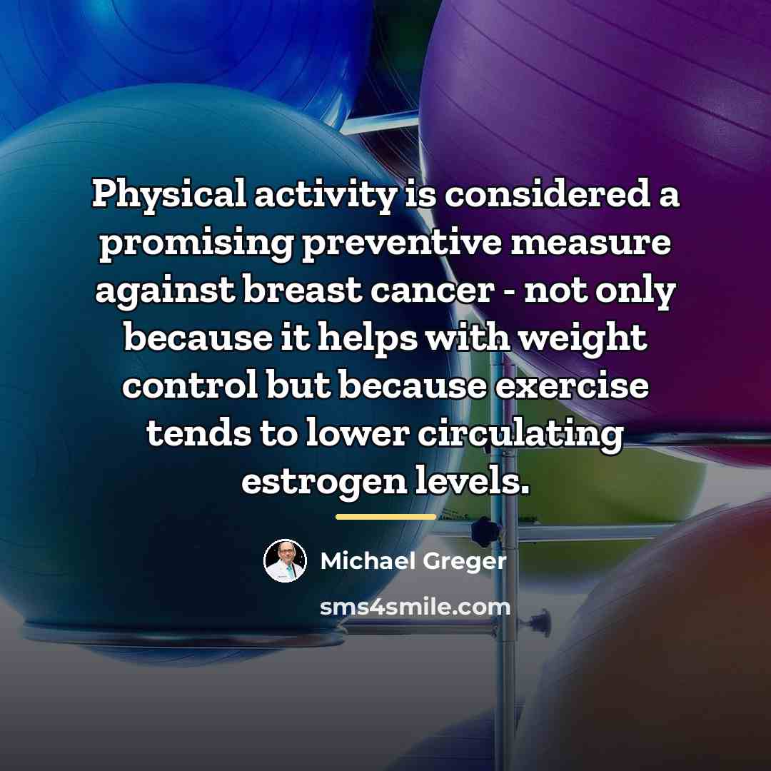 “Physical activity is considered a promising preventive measure against breast…” quote by Michael Greger