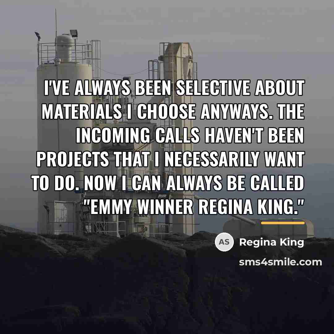 “I've always been selective about materials I choose anyways. The…” quote by Regina King