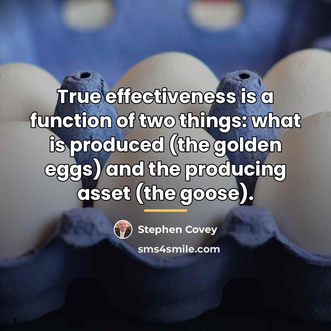 “True effectiveness is a function of two things: what is…” quote by Stephen Covey