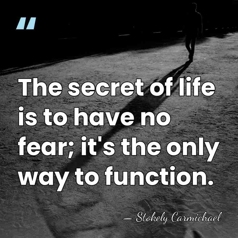 The secret of life is to have no fear; it's the only&hellip; - Stokely Carmichael