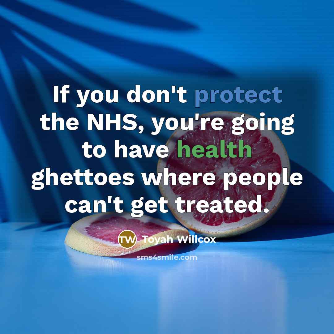 “If you don't protect the NHS, you're going to have…” quote by Toyah Willcox